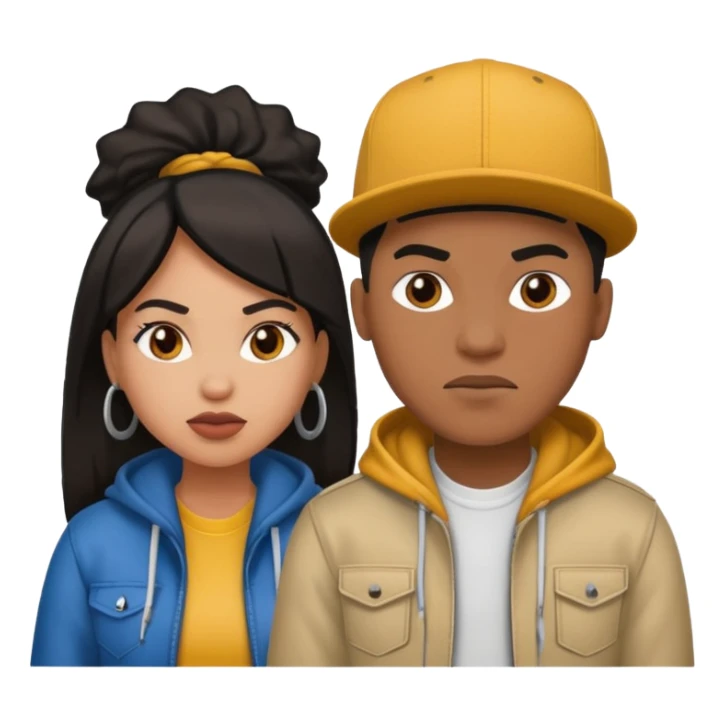 Multiracial hip hop couple love, mad, happy sticker