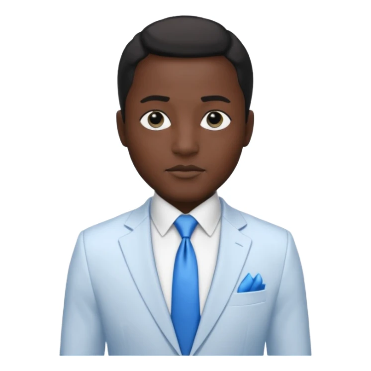 businessman, black skin, black eyes, white suit, blue tie sticker