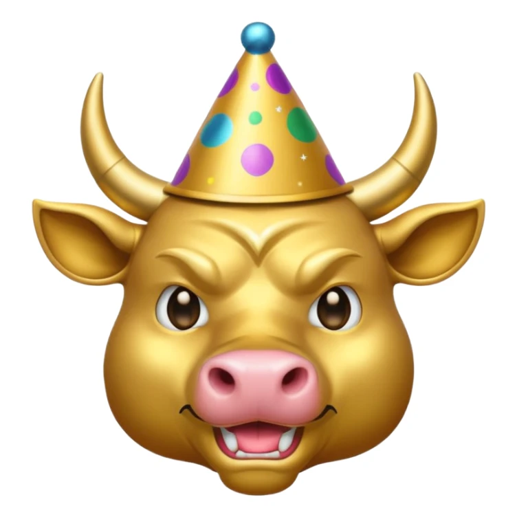 Angry New Year's Eve Dressed Golden Bull Emoji sticker