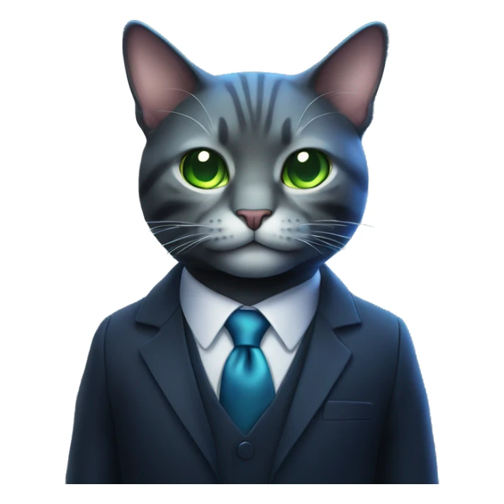 Cat wearing Dark iridescent business suit glowing sticker