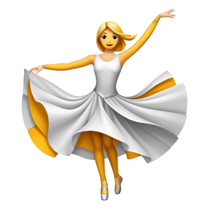 Humanless emoji of Contemporary Dance: bright modern clothing, dynamic abstract shapes, movement lines, and stage lighting like spotlights. The icon should convey the energy and creativity of contemporary dance through symbols and visual elements. Transparent background. sticker