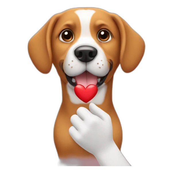 Dog make heart on hand sticker