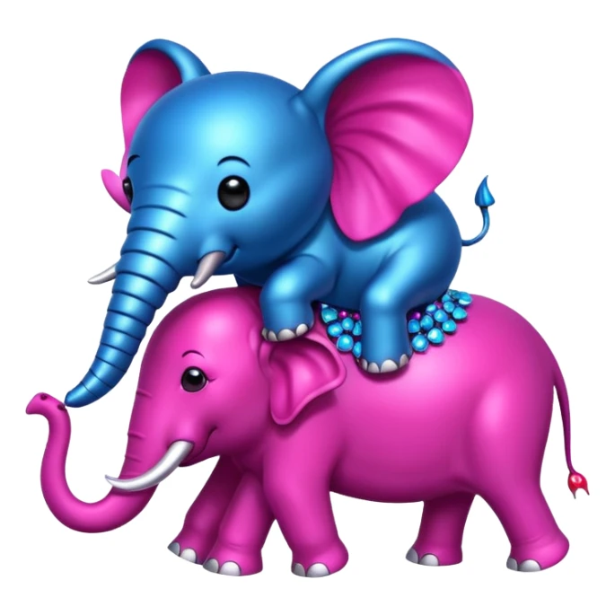 Bedazzled cute blue beetle on top of a fuchsia elephant  sticker