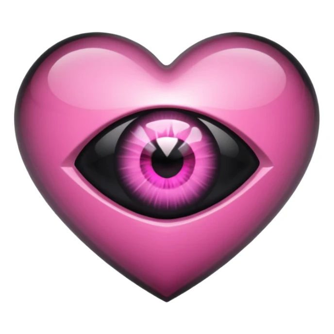 A black heart crystal with a pink eye in the center sticker