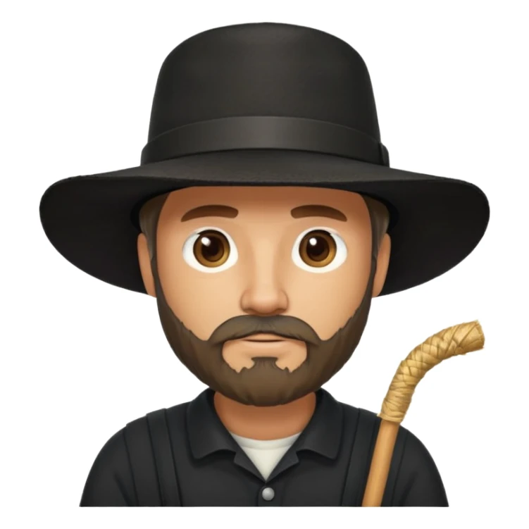 Puritan farmer male middle age with beard black clothes straw hat amish sticker