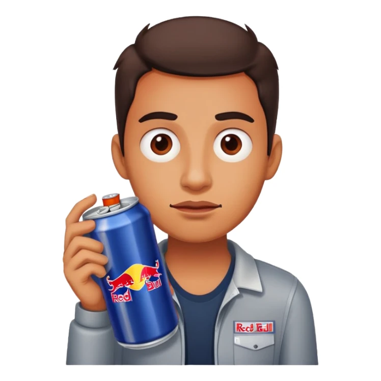 Tired face the hand holding Red Bull can￼ sticker