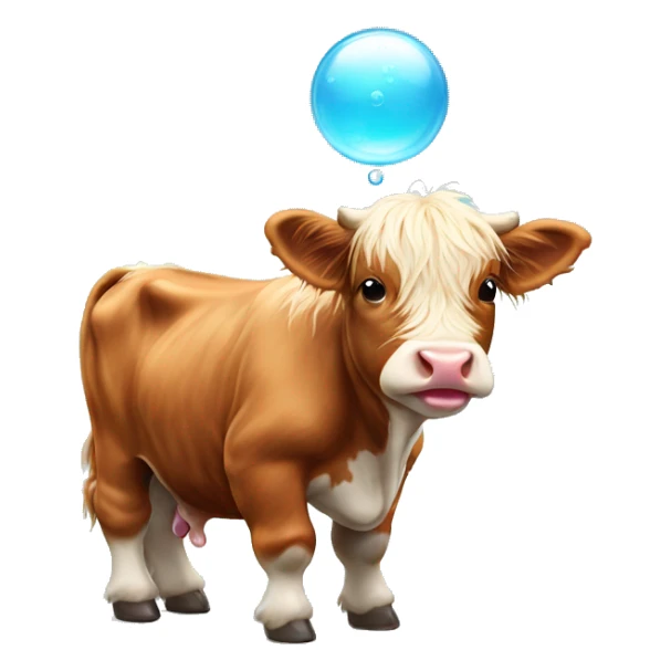 Highland baby cow blowing a bubble  sticker