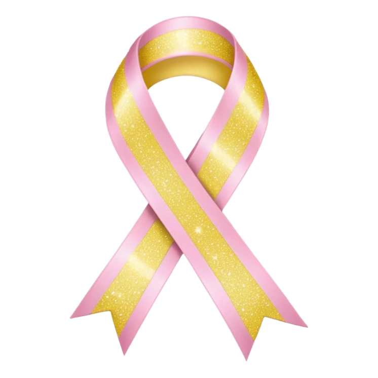 Create an emoji with light yellow glitter around a light pink ribbon in the iPhone emoji style. sticker