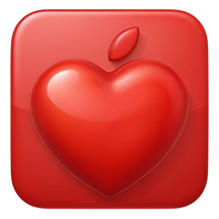 red heart emoji, glossy and vibrant, apple style sticker