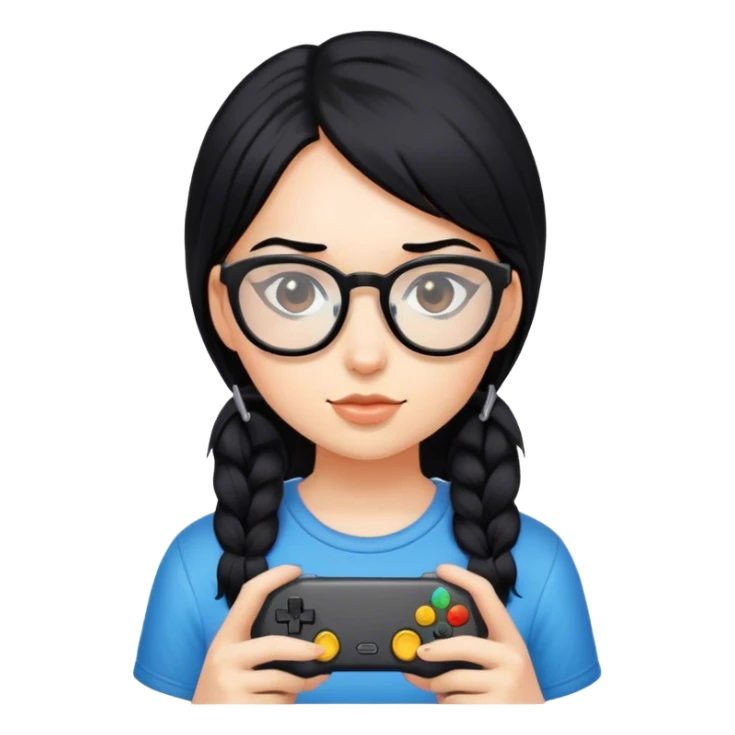 gamer, black hair girl with glasses sticker