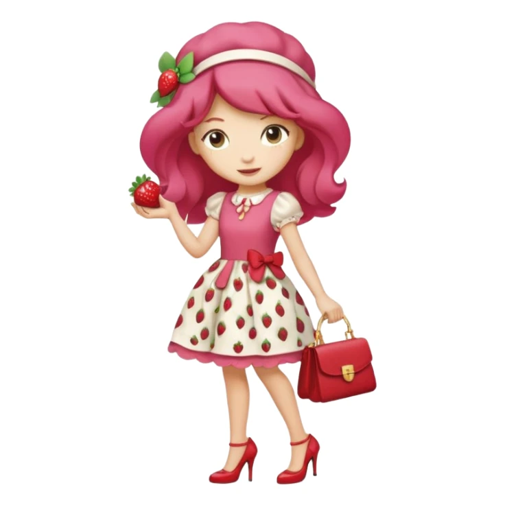 pretty and cute realistic modern day strawberry shortcake full body with high heels emoji sticker