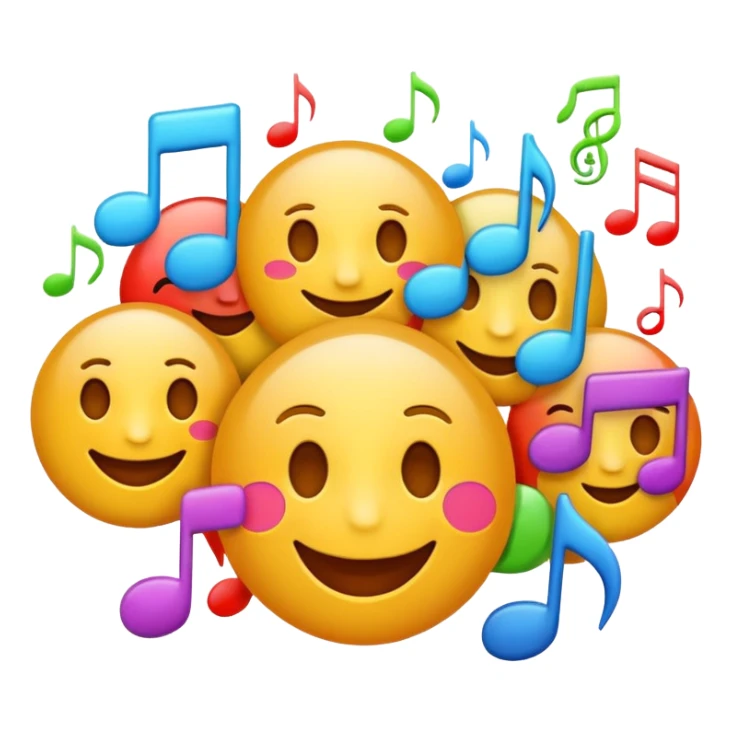 happy face emoji speech bubble saying larila colorful music notes fun energy sticker