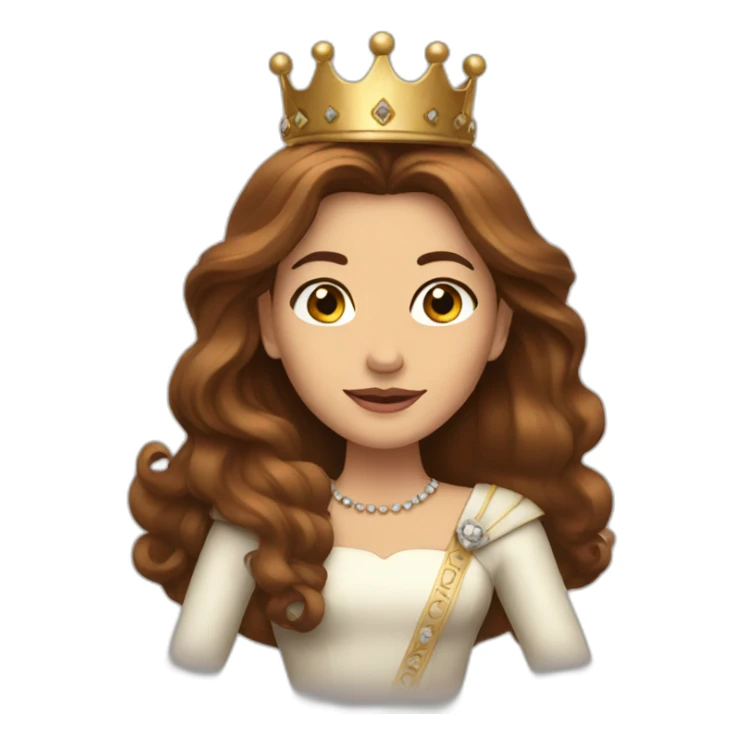 Queen with long brown Hair and crown sticker