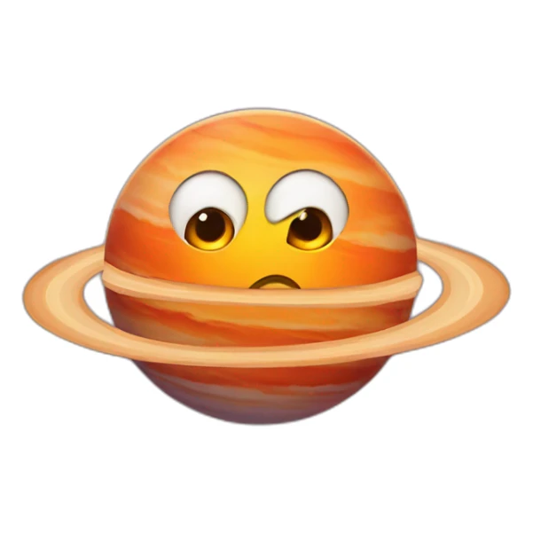planet Jupiter with a cartoon orange face with big courageous eyes sticker