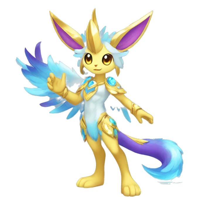 Anthro Sona Colorful Godly Celestial Shiny Fakemon Full Body sticker