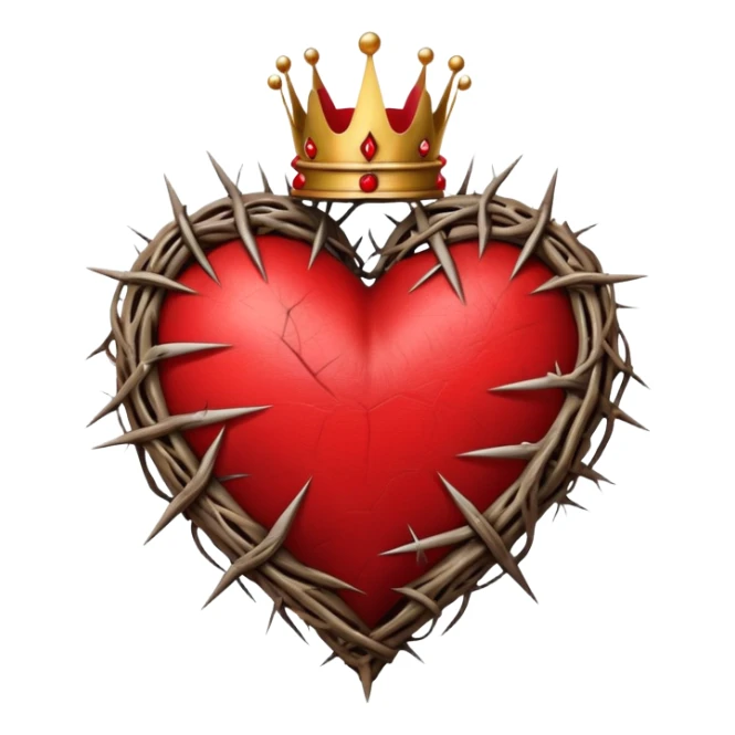 Heart with crown of thorns sticker