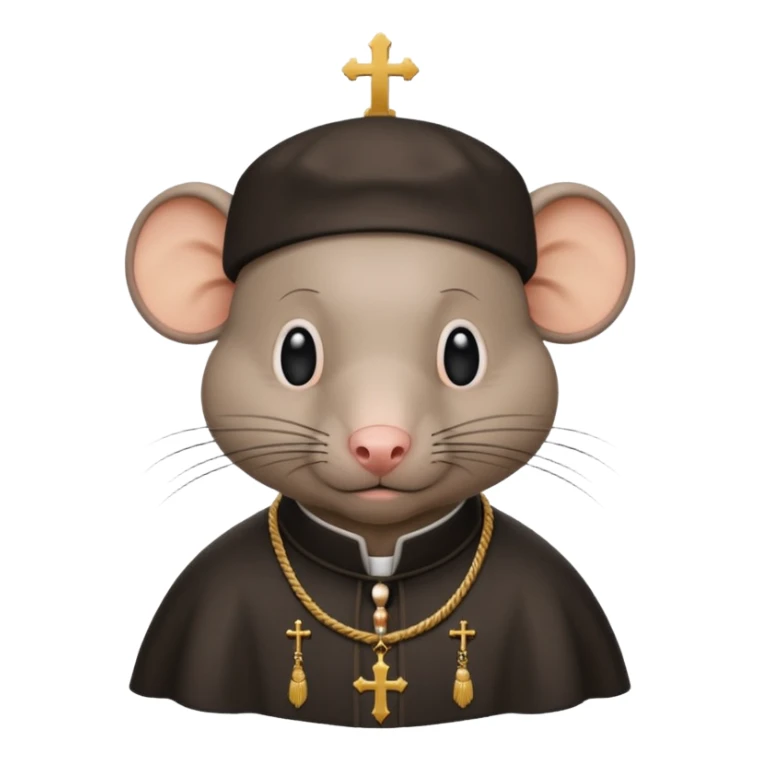 A rat with a Catholic tonsure style haircut with a big bald patch in the middle of his head sticker