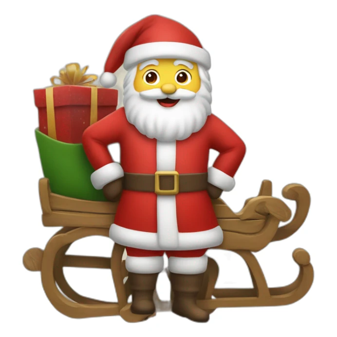 Pere noel sur son traîneau avec ces rennes  sticker