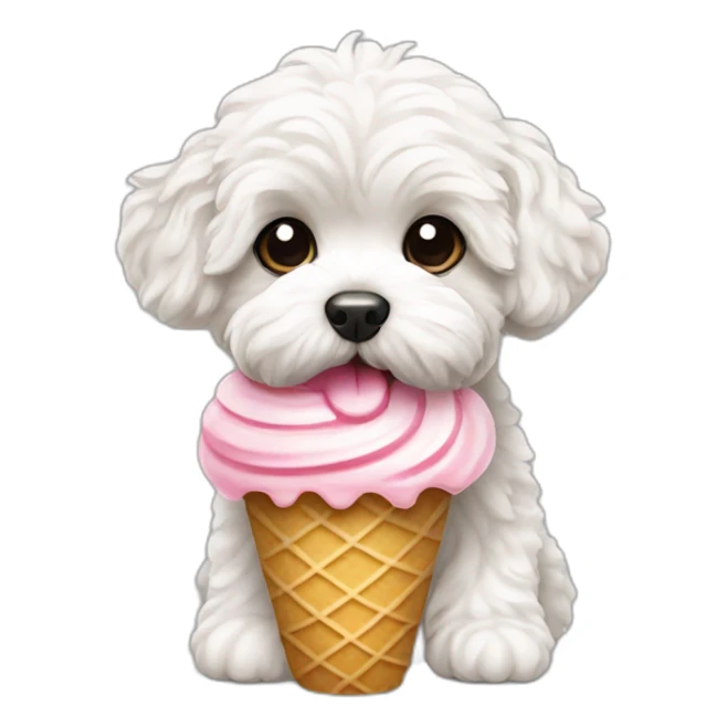 Maltipoo eating ice cream sticker