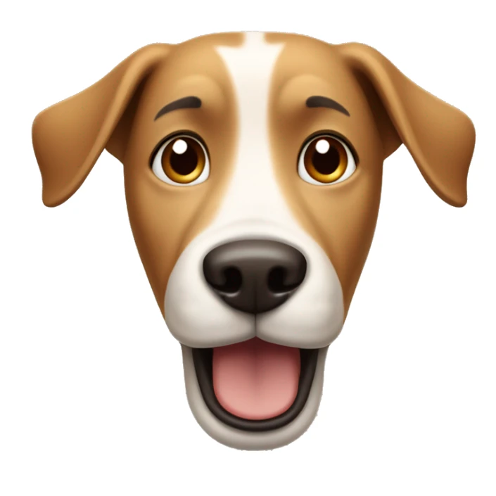 Light brown cartoon dog with long dark brown ears, big nose, rectangular white shout, round eyes, and bushy eyebrows  sticker