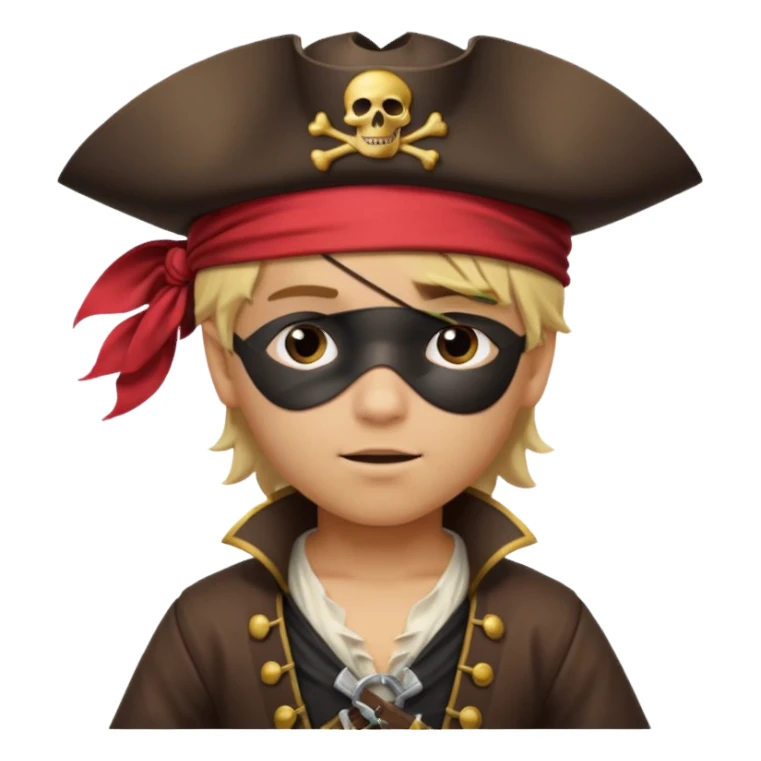 light brown hispanic boy with blond hair that is dressed as a pirate sticker