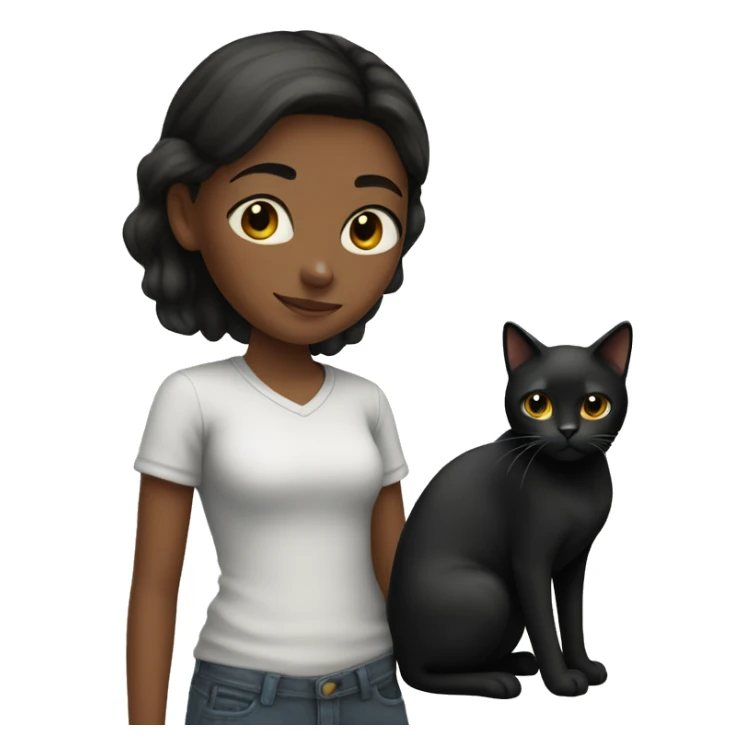 Girl with a black cat sticker
