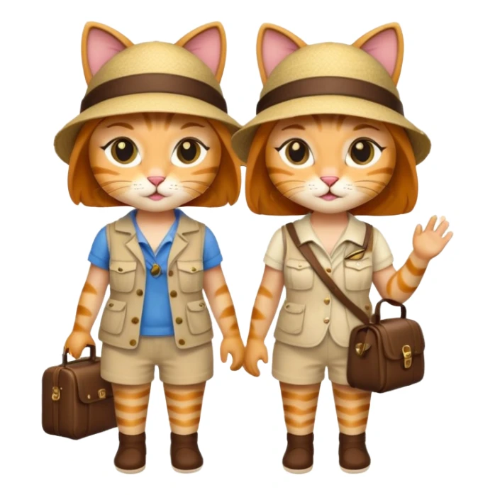 2 girl cats dressed up as tourists full body sticker