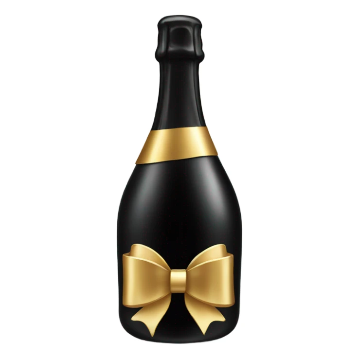 black champagne bottle with gold bow sticker