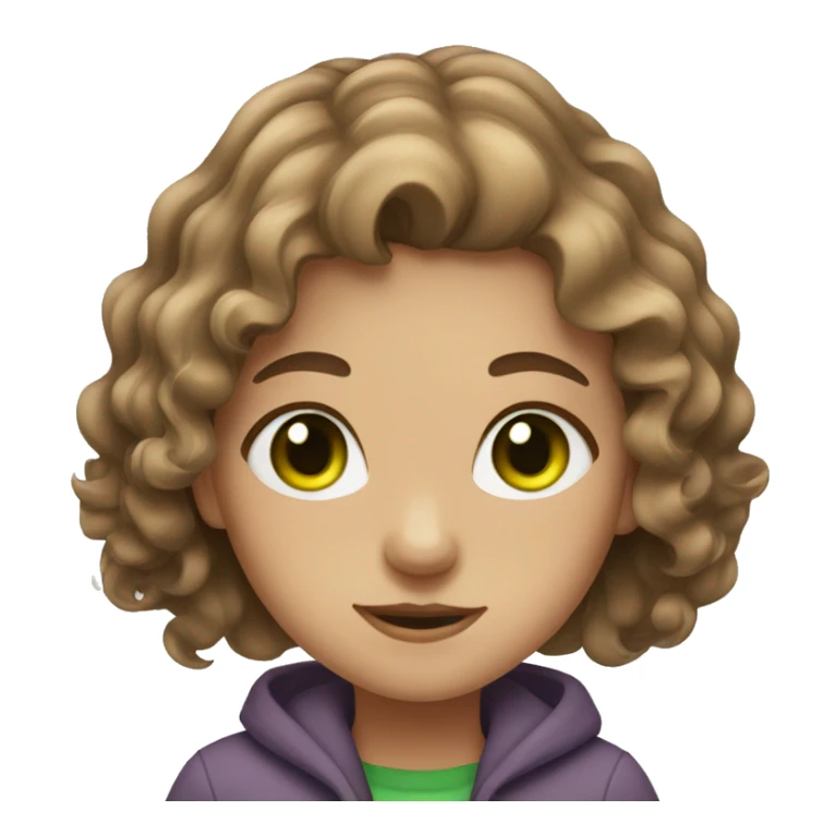 A girl with brown wavy hair and green eyes sticker