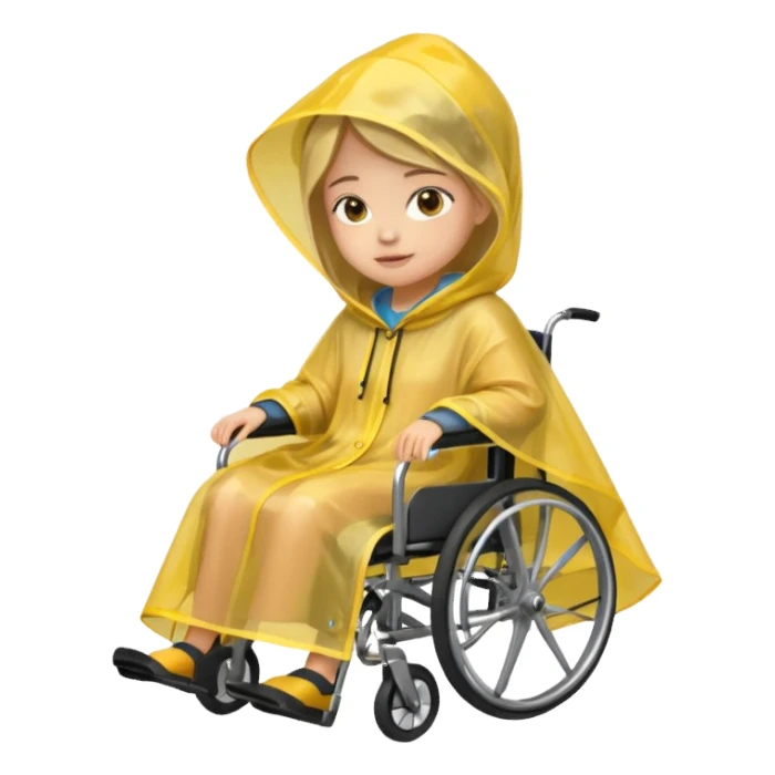 Girl in a wheelchair with rain poncho sticker