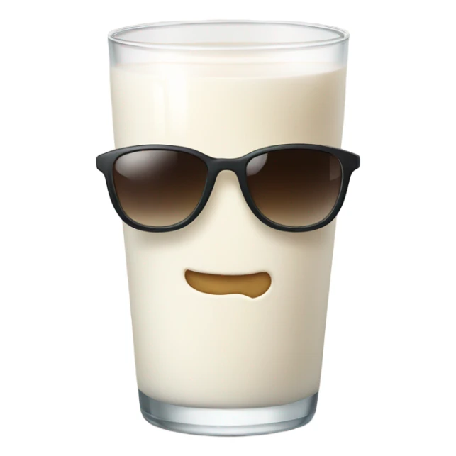 Glass of milk with sunglasses sticker