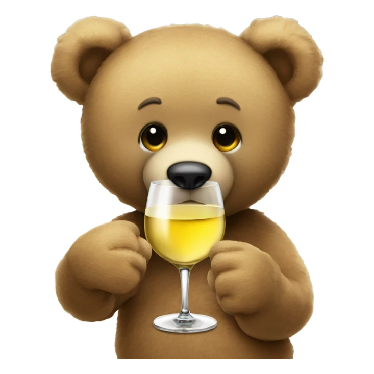 Teddy Bear drinking one glass of white wine sticker