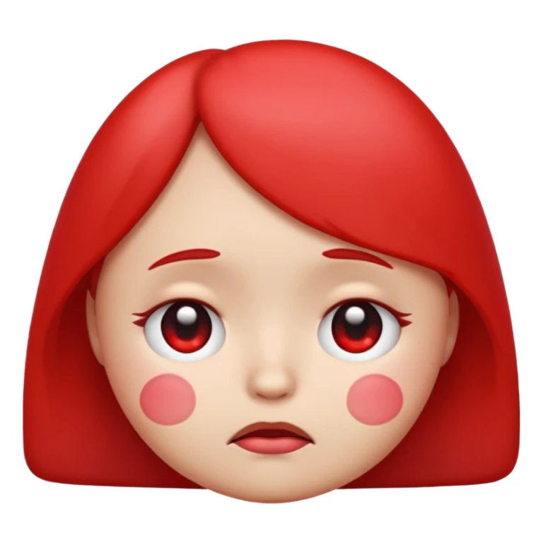 Cute emoji with sad eyes red and red cheeks sticker