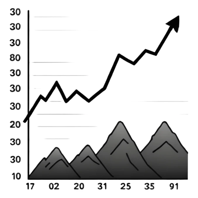 A line graph in the style of a Japanese sketch sticker