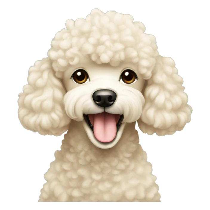 cream cute poodle good morning  sticker