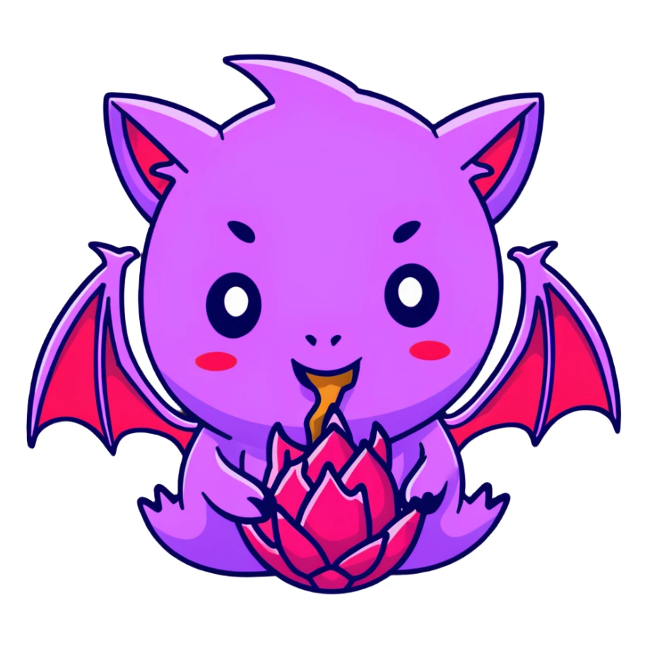 Bat looks like dragon fruit eating red dragonfruit  sticker
