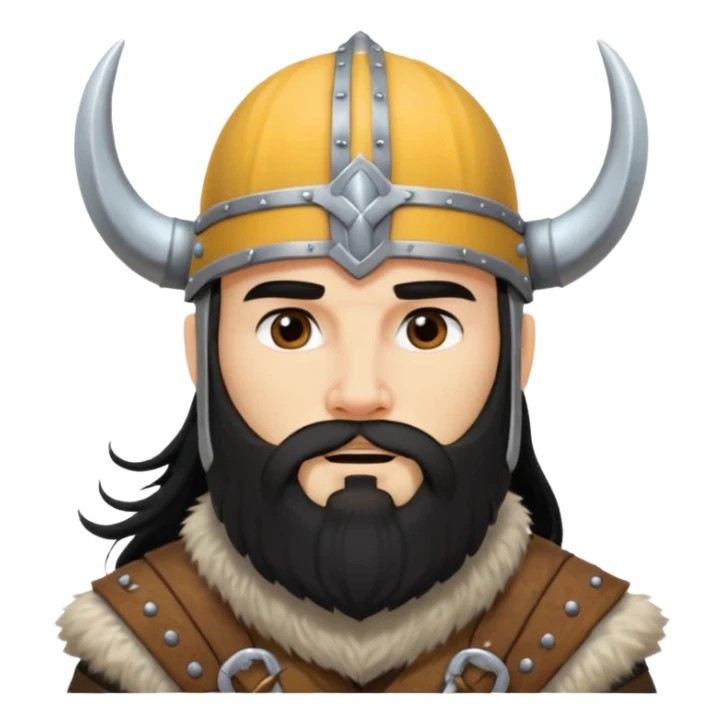 bearded Vikings with black long hair sticker