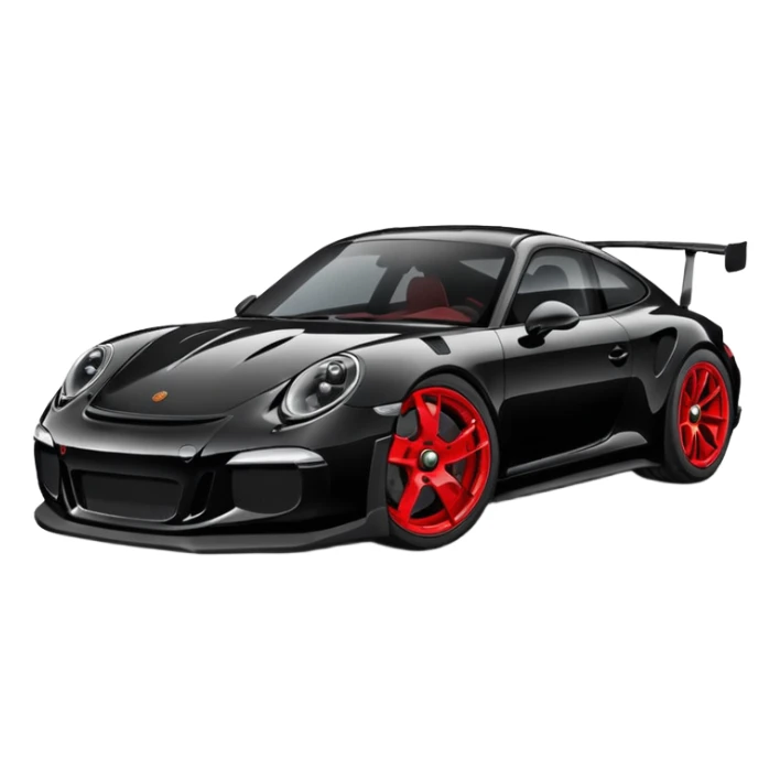 black porsche gt3, black rims, red caliper sticker