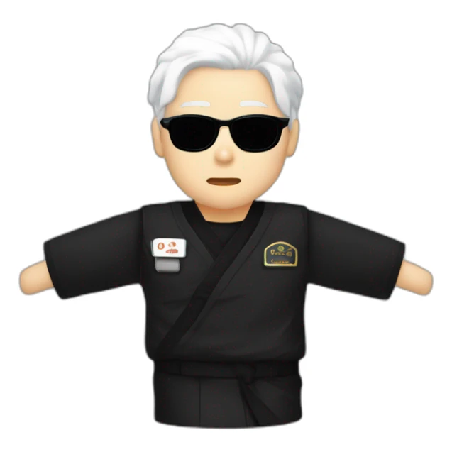Gojo satoru white hair with round black sunglasses, black japanese uniform sticker