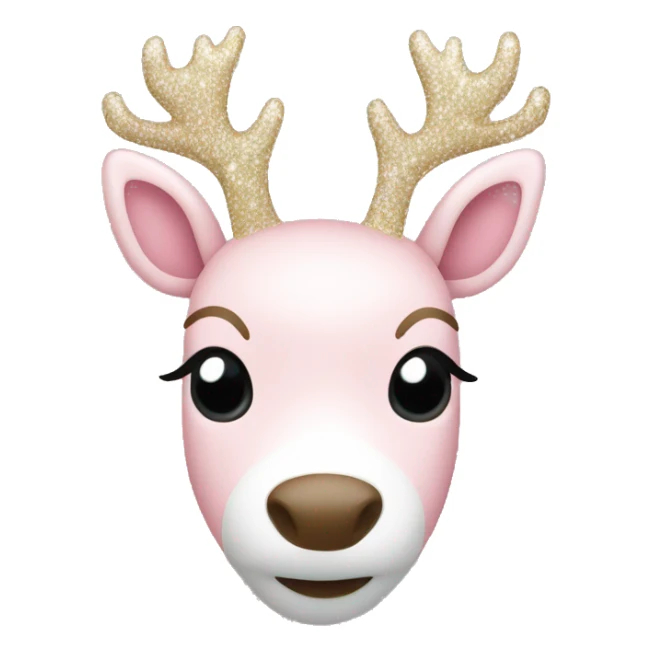 sparkly light pink and white pretty reindeer sticker