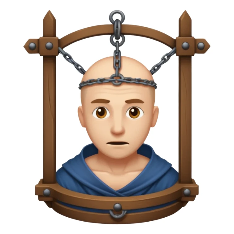 guy in stocks medieval torture device sticker