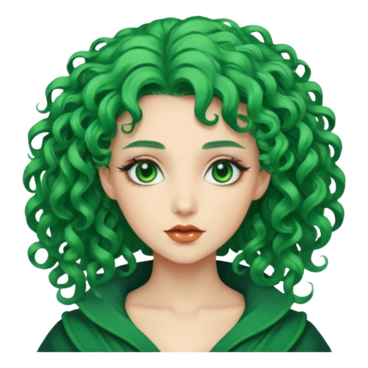 curly green haired fantasy woman sticker