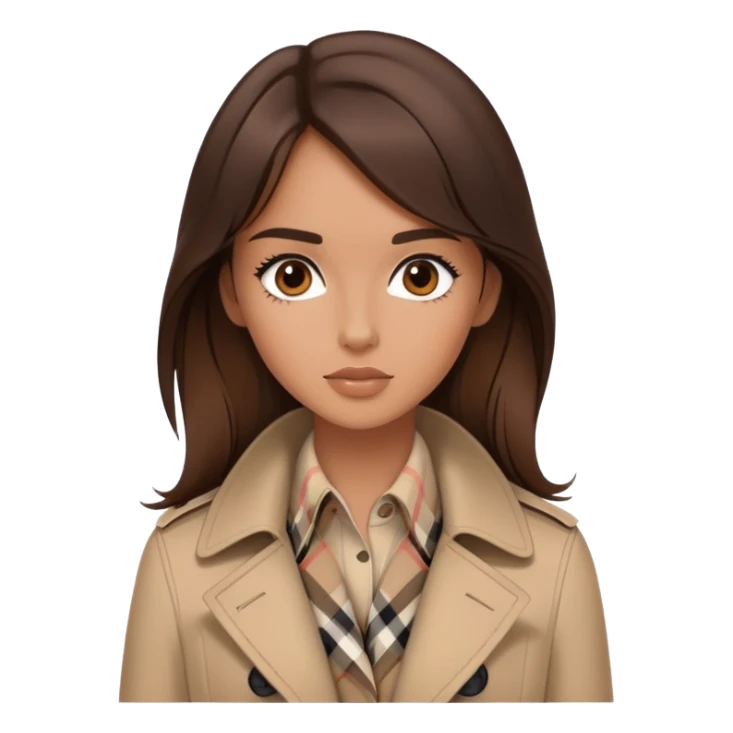 brunette girl wearing burberry sticker