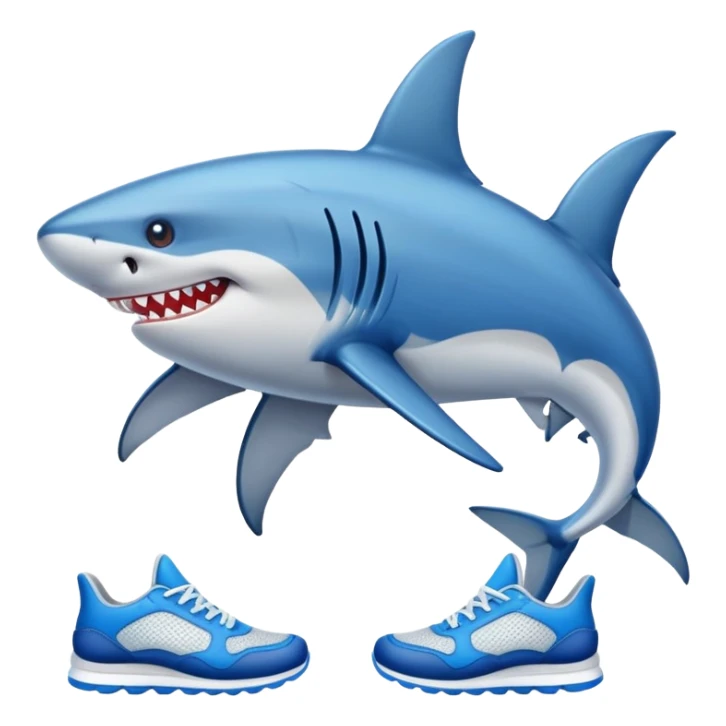 Tiburón con tres piernas y zapatillas azules  sticker