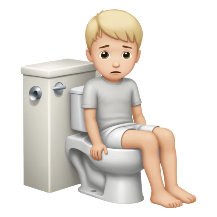 A little boy with his head stuck in a toilet  sticker