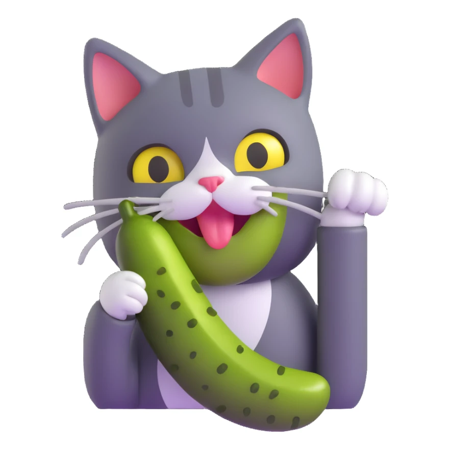 cat eating a pickle sticker