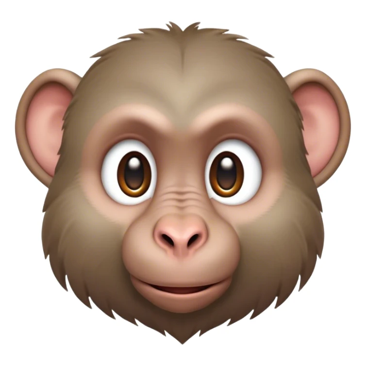 Cinematic Realistic Cute Baboon Portrait Emoji, Head tilted playfully and inquisitively, featuring a compact, sturdy build with a distinctly textured, expressive face characterized by bright, curious eyes and a subtly softened snout, rendered with realistic earthy detail and natural highlights, high shine, affectionate and spirited, styled with a touch of jungle whimsy, soft glowing outline, capturing the essence of a mischievous yet endearing baboon that appears ready to leap playfully out of the screen! sticker