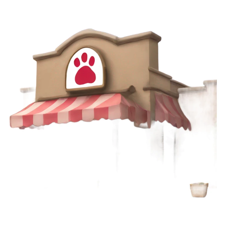 a store with a paw sign on top from half side view  sticker
