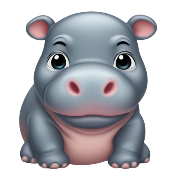 chubby baby hippo with a belly sticker