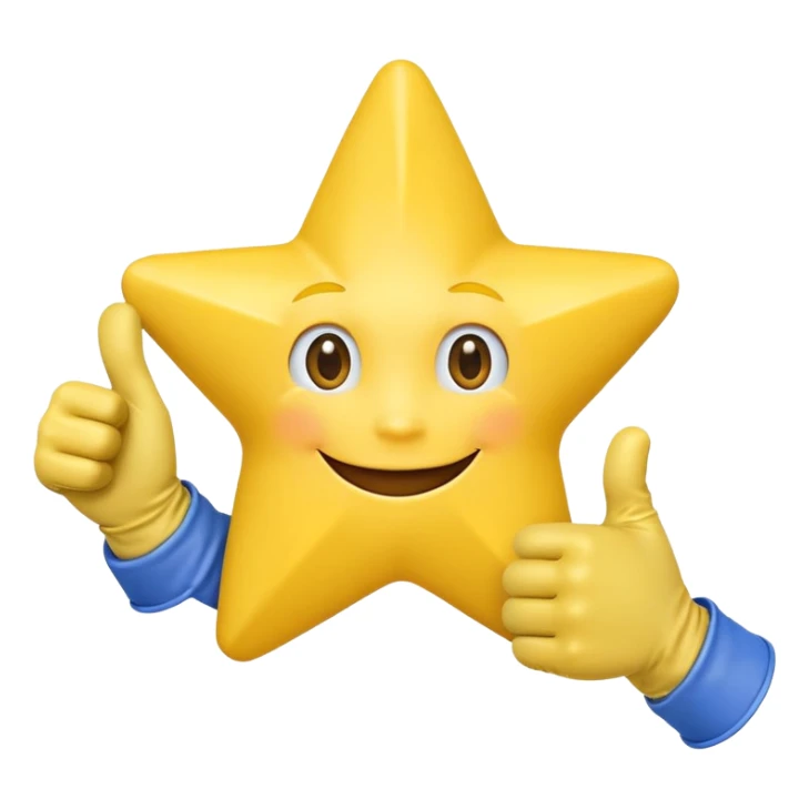 HD a smiling happy star with both gloved hands doing thumbs up and blue background sticker